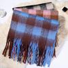 Korean version of scarf women's winter high-end mohair imitation cashmere plaid scarf thickened warm shawl student scarf
