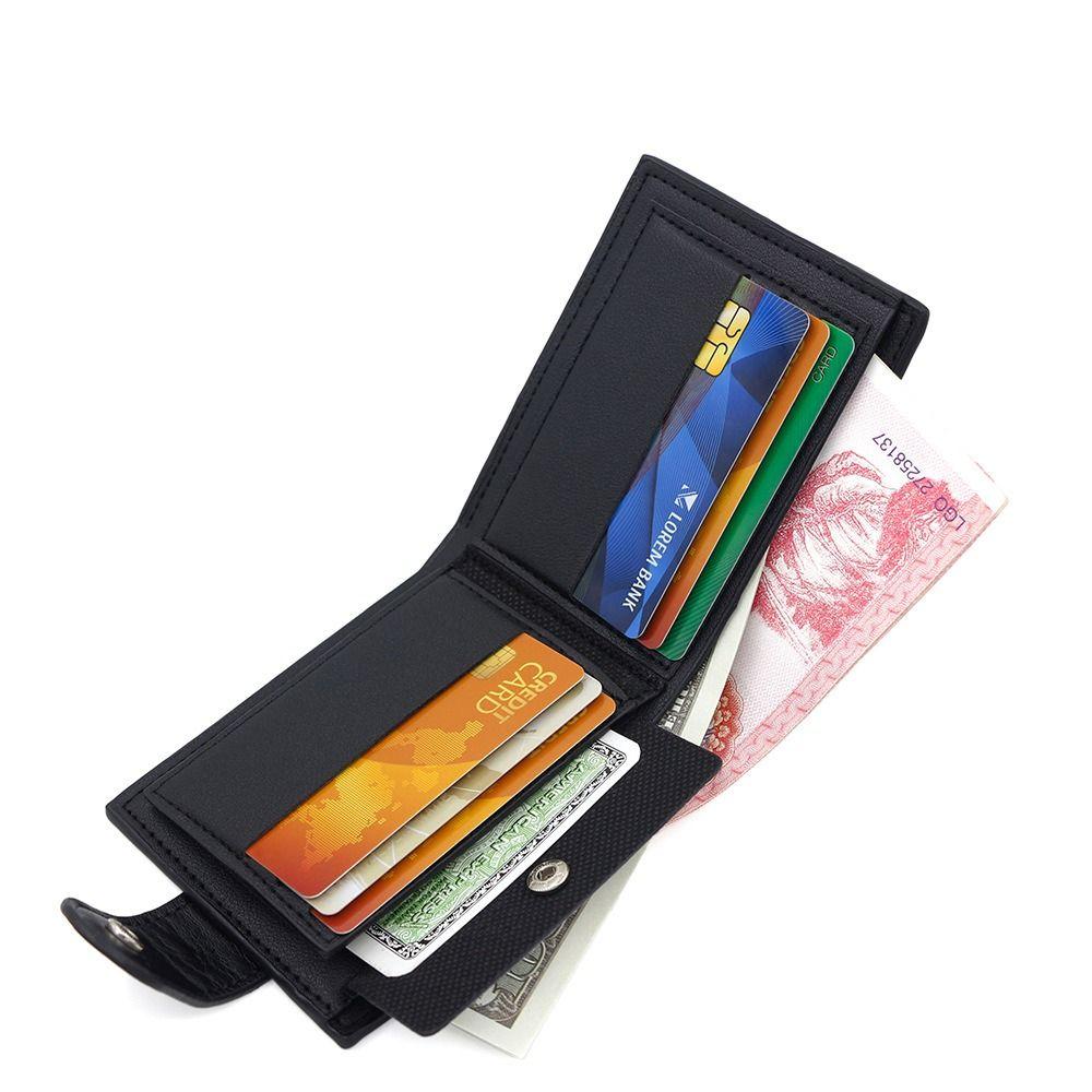 Vintage PU Leather Short Wallet with Zipper Multiple Card Slots Card Holder Coin Purse Men