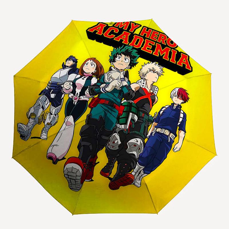 1pc My Hero Academia: Automatic Opening/Closing Umbrella with Portable Tri-Fold Design, 8-Bone Iron Frame - Outdoor for Fans, Travelers, Everyday Use,