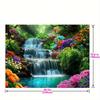 Wandteppich mit tropischem Wasserfallgarten, üppiger Wald und farbenfrohe Blumenlandschaft für Schlaf- und Wohnzimmer