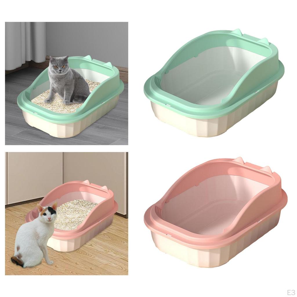Cat Litter Box Open Top Pet Tray Easy to Clean Anti Splashing Pan Potty Toilet Bedpan