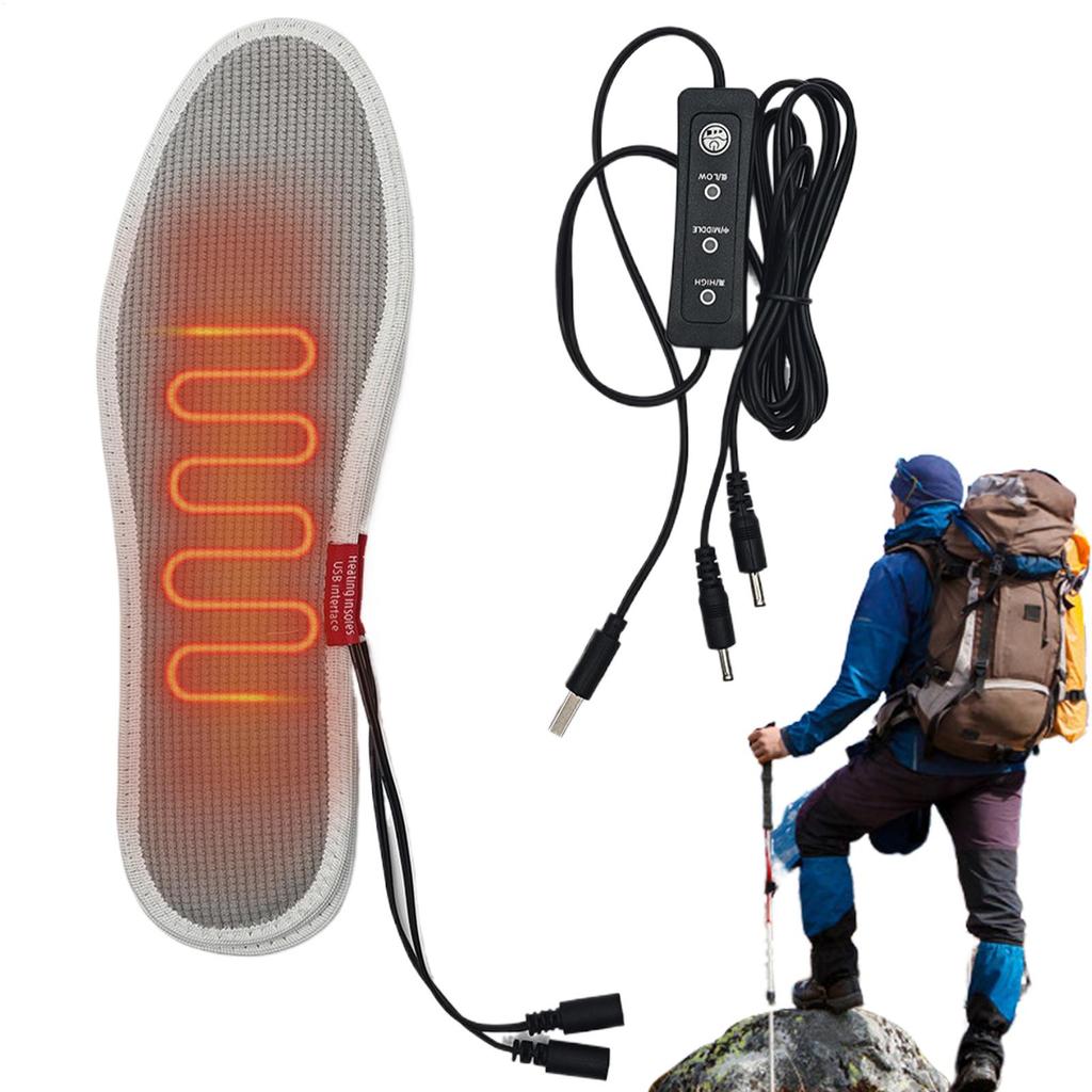 Electric Heated Insoles Adjustable Temperature Foot Warmer for Winter Fishing Hiking Camping Sports Washable Heating Shoes Pad