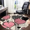 1pc Heart Print Chair Carpet for Office, Round Polyester Mat, Indoor Decor for Office, Washable Non-slip Carpet yy251219113