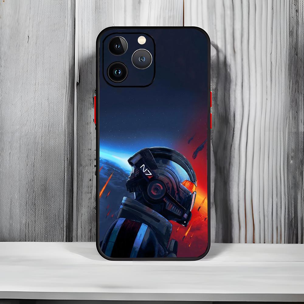 Sci-Fi Video Game M-Mass Effect Phone Case Black Matte Thin Phone Case For iPhone17 16 15 14 13 ProMax