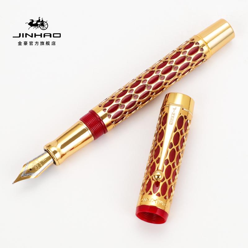 Jinhao Century 100 Fountain Pen Real Gold Electroplating Hollow Out Ink Pens Smoothly Writing F Nib for School Office Business