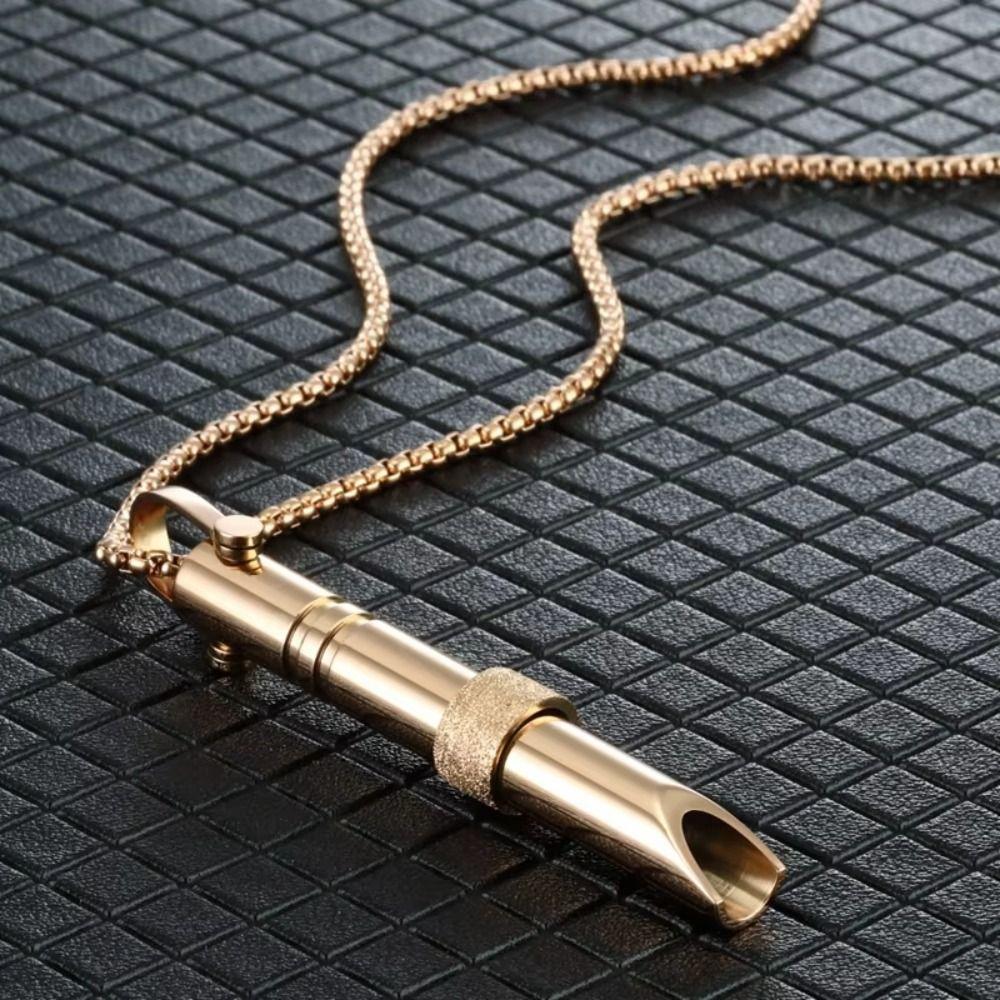 Regulating Breathing Breathing Whistle Stainless Steel Meditation Necklace  Couple