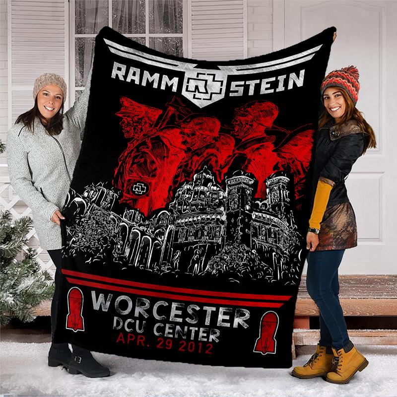 1pc Rammstein2 Theme Blanket - Digital Print, Polyester, Cozy for All Seasons, Perfect for Outdoor, Camping, and Travel