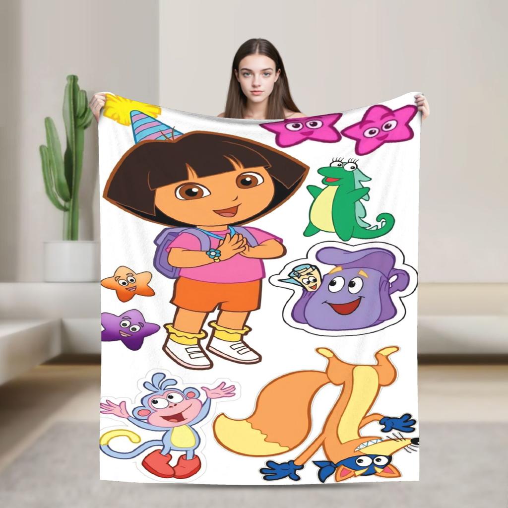 Warm BlanketChild Decorative Cartoon D-Dora The E-Explorer Adventure Throw Blanket For Outdoor Comfortable Sofa Bed Cover