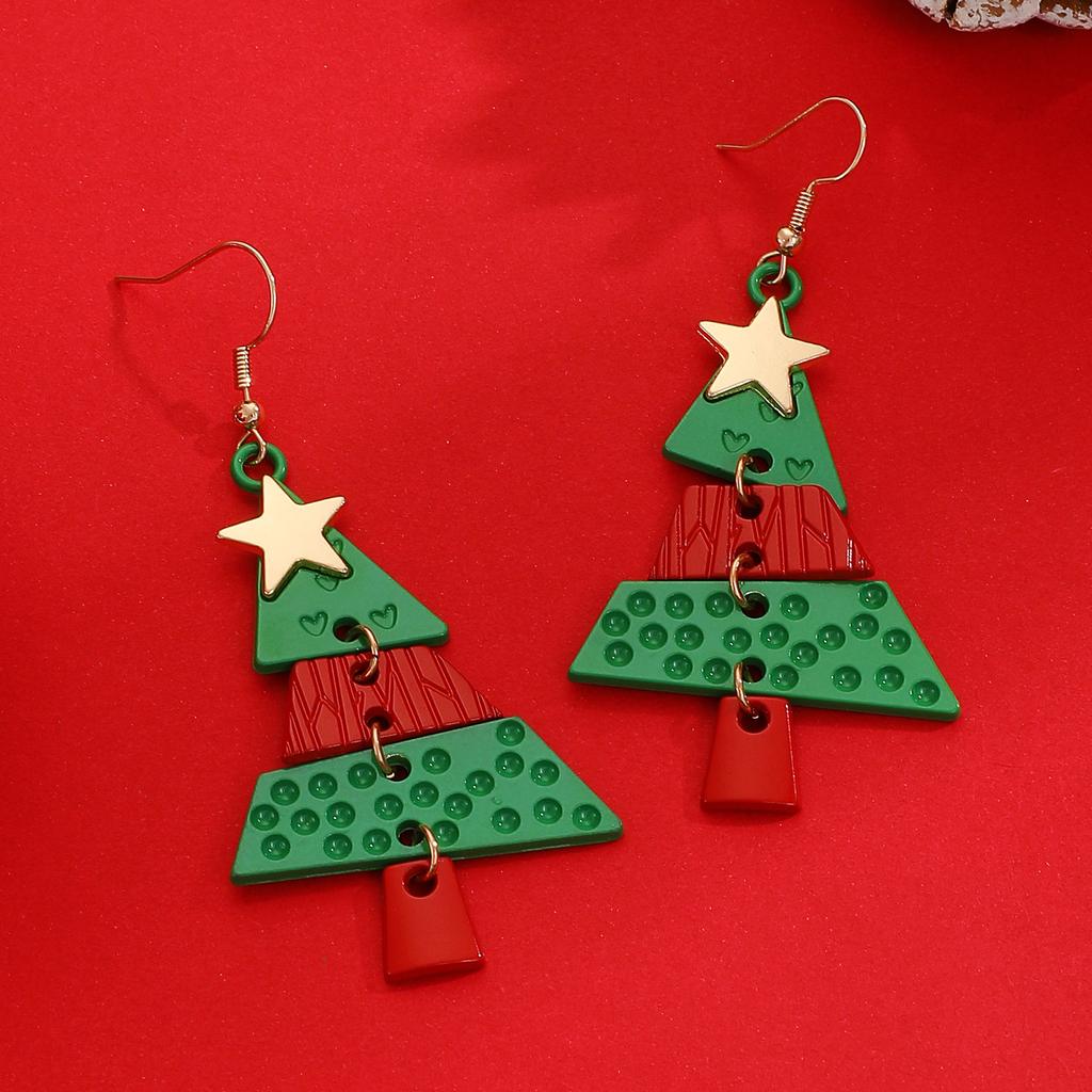 Christmas Tree Long Earrings For Women Alloy Party Carnival Fashion Stud Festival Jewelry