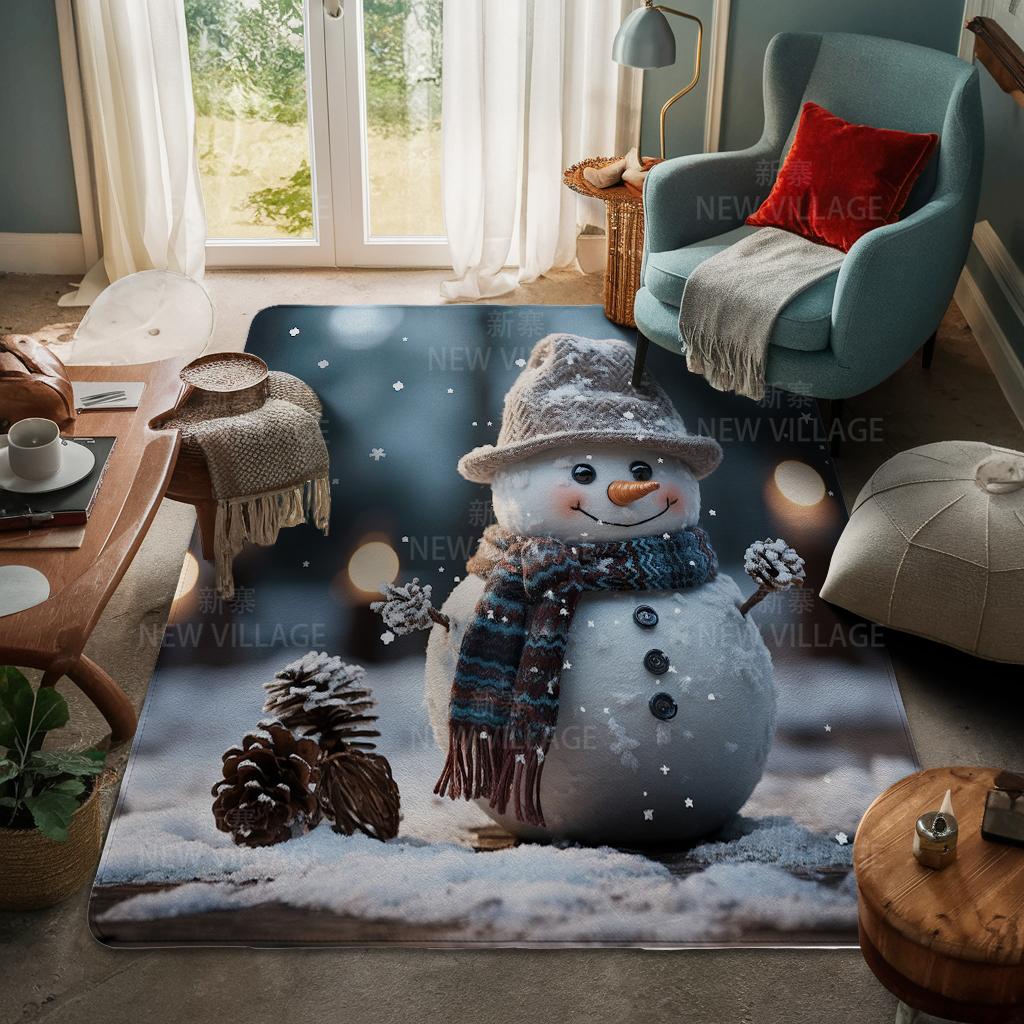 House Entrance Carpet Home Door Mat Living Room Bath Foot Bathroom Non-slip Water Absorption Rugs Bath Merry Christmas Winter