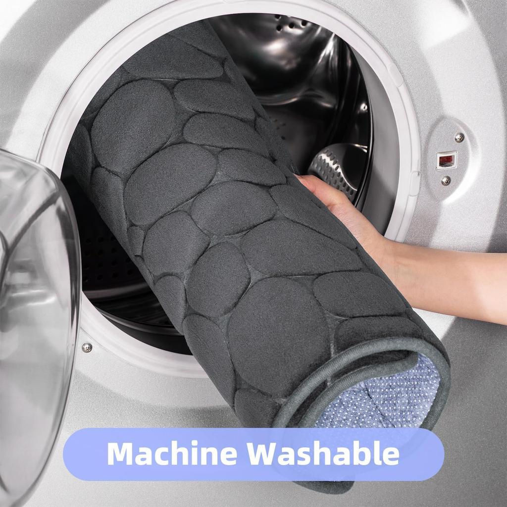 Bathroom Carpet Door Mat Cobblestone Embossed Simple Style Absorbent Foot Non-slip Mat For Bathroom Bedroom Living Room Mat