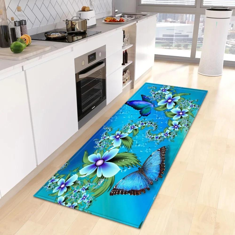 Home Kitchen Decoration Carpet Colorful Butterfly Printed Floor Mat Entrance Corridor Carpet Home Decoration