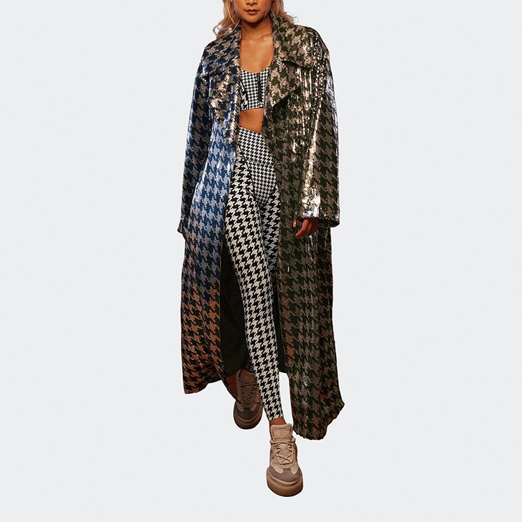 Adidas Originals X Ivy Park Vlčí zub Flitrový Dlouhý Kabát Dámský Kabát Modrý HC5954