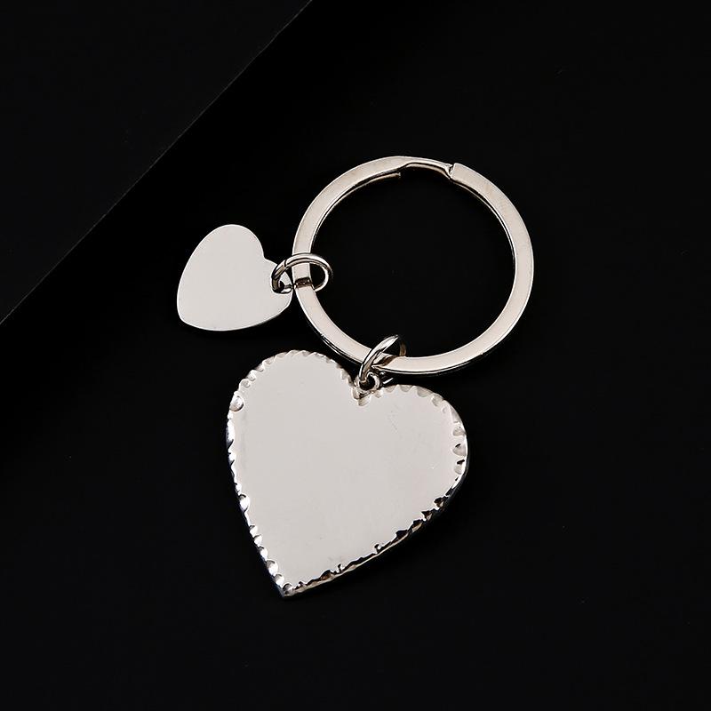 Stainless Steel Heart-Shaped Keychain with Laser Engraving and UV Color Printing