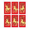 6Pcs/Set Horse Year Spring Festival Red Envelopes Traditional Red Pocket  Spring Festival