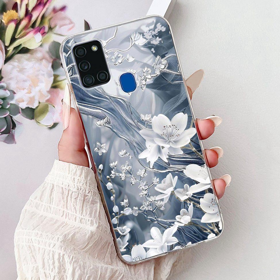 For Samsung A21s Case Cover Clear Fashion Luxury Cute Painted Back Cover For Samsung Galaxy A21s Phone Case A217F A217M A217N
