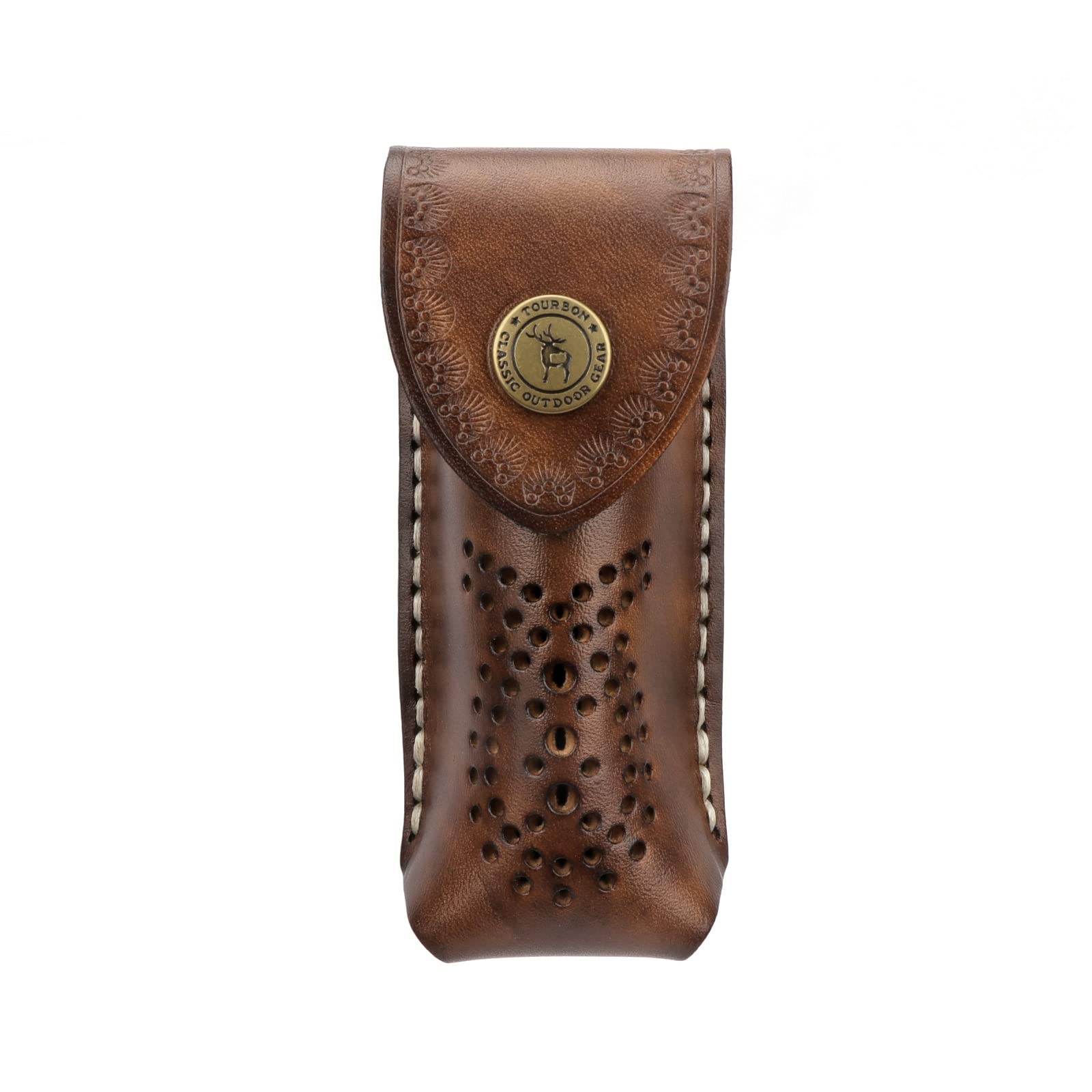 

TOURBON Genuine Leather Knife Belt Holster with Button Closure Sheath,