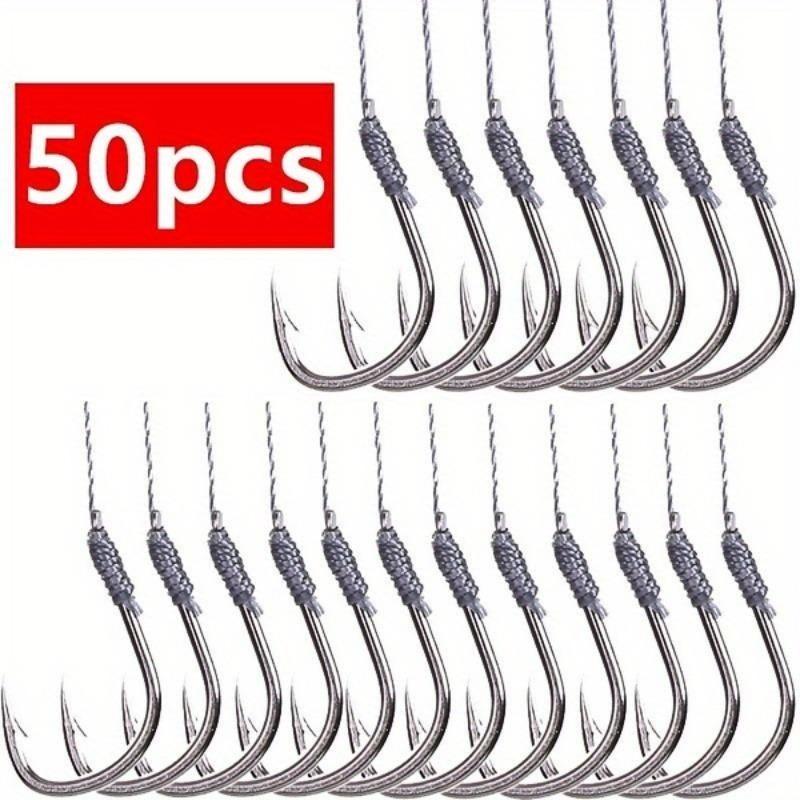 5 Packs/50 Hooks Fish Hook Tied Good Strong Horse Line Double Hook Pair Hook Fish Hook Fishing Gear Accessories Sub-line Hooks Sub-line Double Hooks
