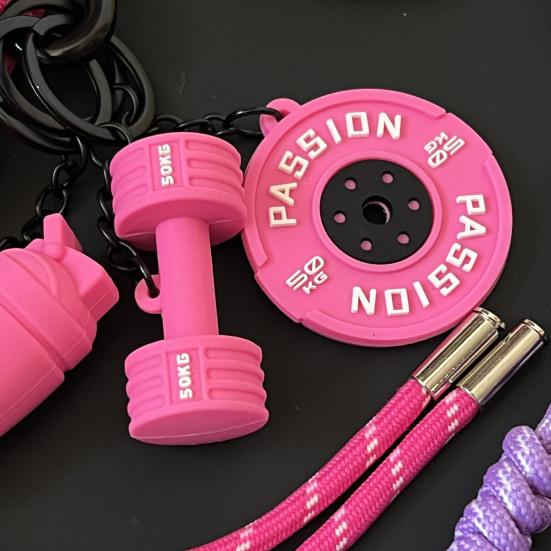Fitness Keychain Weightlifting Fitness Equipment Charm with Keyring Weight Plate Dumbbell Key Chain Bag Backpack Charm Gift for Gym Enthusiasts