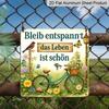2D Flat 1pc, Vintage Aluminium Sign - Rustic Garden and Bicycle Decorative Plaque with Floral and Bird Designs, German Text, Wall-mounted Artwork