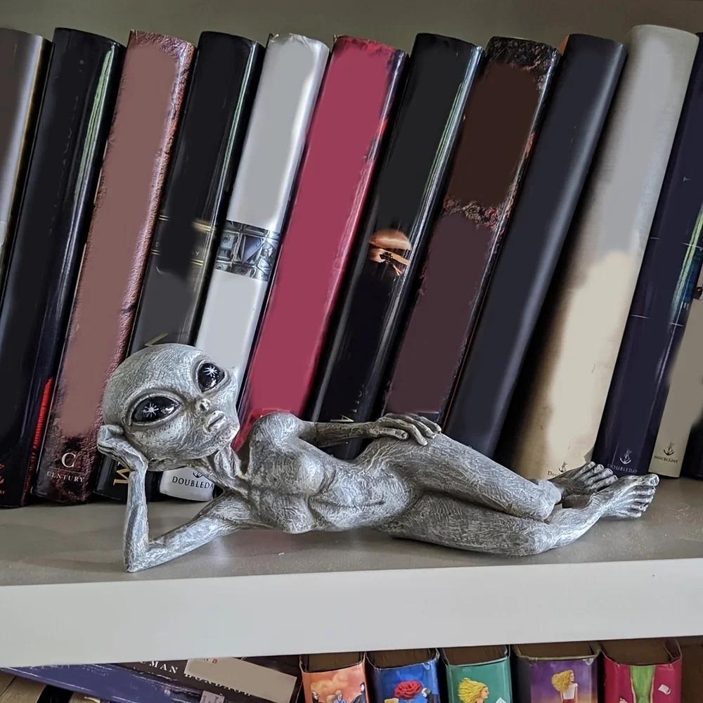 1 buc Statui Figurine Rășină Extraterestru, Statui Creative Halloween, Decor Acasă Decorațiune Grădină