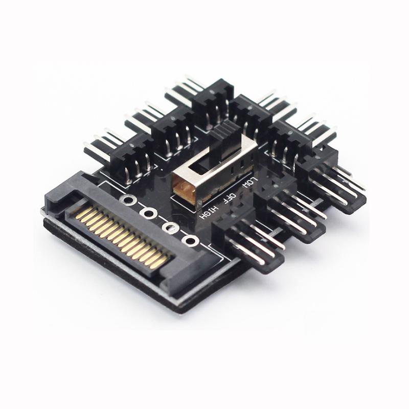 1 to 8 3Pin Fan Hub Pwm Sata Molex Splitter PC Mining Cable 12V Power Suppply Cooler Cooling Speed Controller 4PIN Adapter