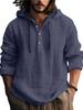Men's Cotton Linen Hooded Sweatshirt - Casual Solid Color, Long Sleeve, Trendy Autumn Wear