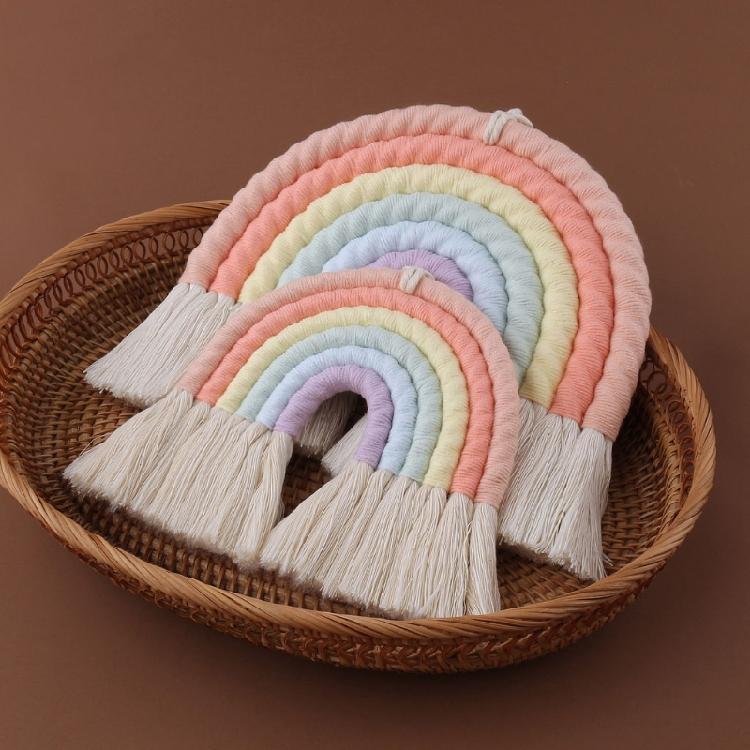 Weaving Ornaments Nordic Kid Rooms Wall Hanging Rainbow Shaped 2 Sizes To Choose