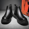 Botas Chelsea de moda para hombre, botas de trabajo Retro con plataforma alta para otoño y primavera, botas negras para caminar para estudiantes, zapatos informales