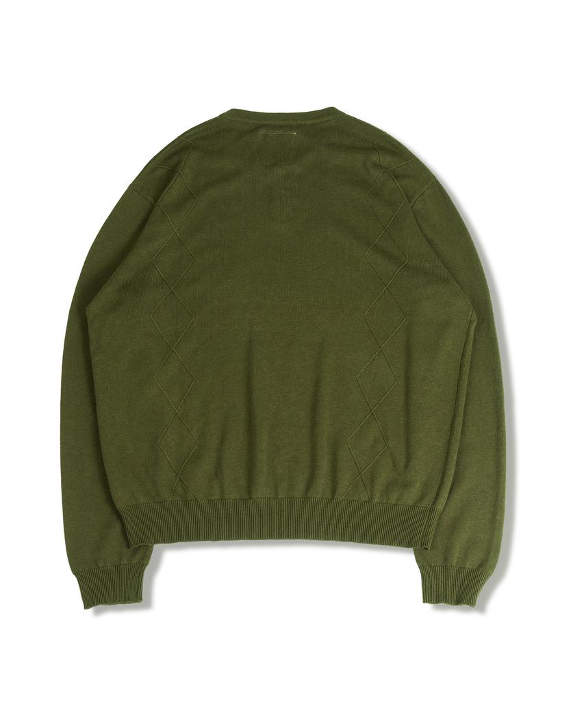 MUDSALT Cable Henley Neck Knit Olive