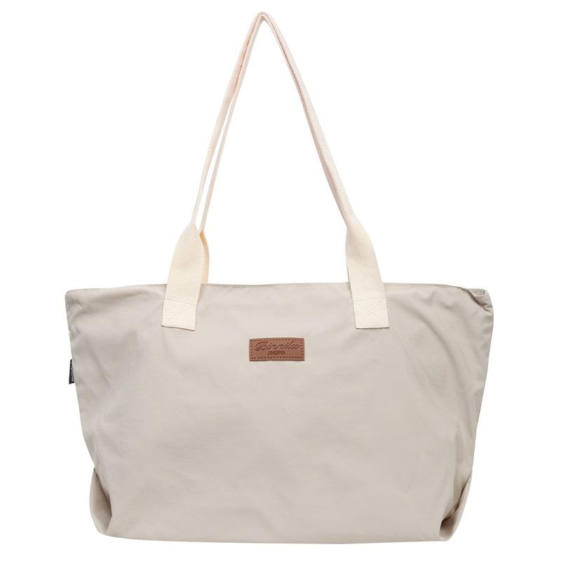 Solid Color Tote Bag Women's Large Capacity Shoulder Bag Student Classes Book Bag