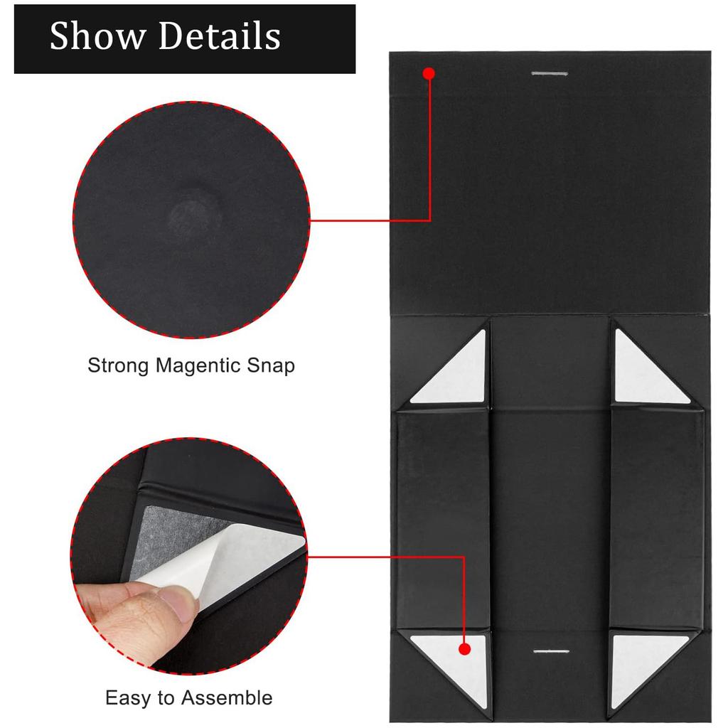 1pc Black Magnetic Gift Box with Lid, 33x25x12cm Large Gift Boxes for Bridesmaid Groomsman Proposal Boxes, Rectangle Present Box for Wedding, Birthday