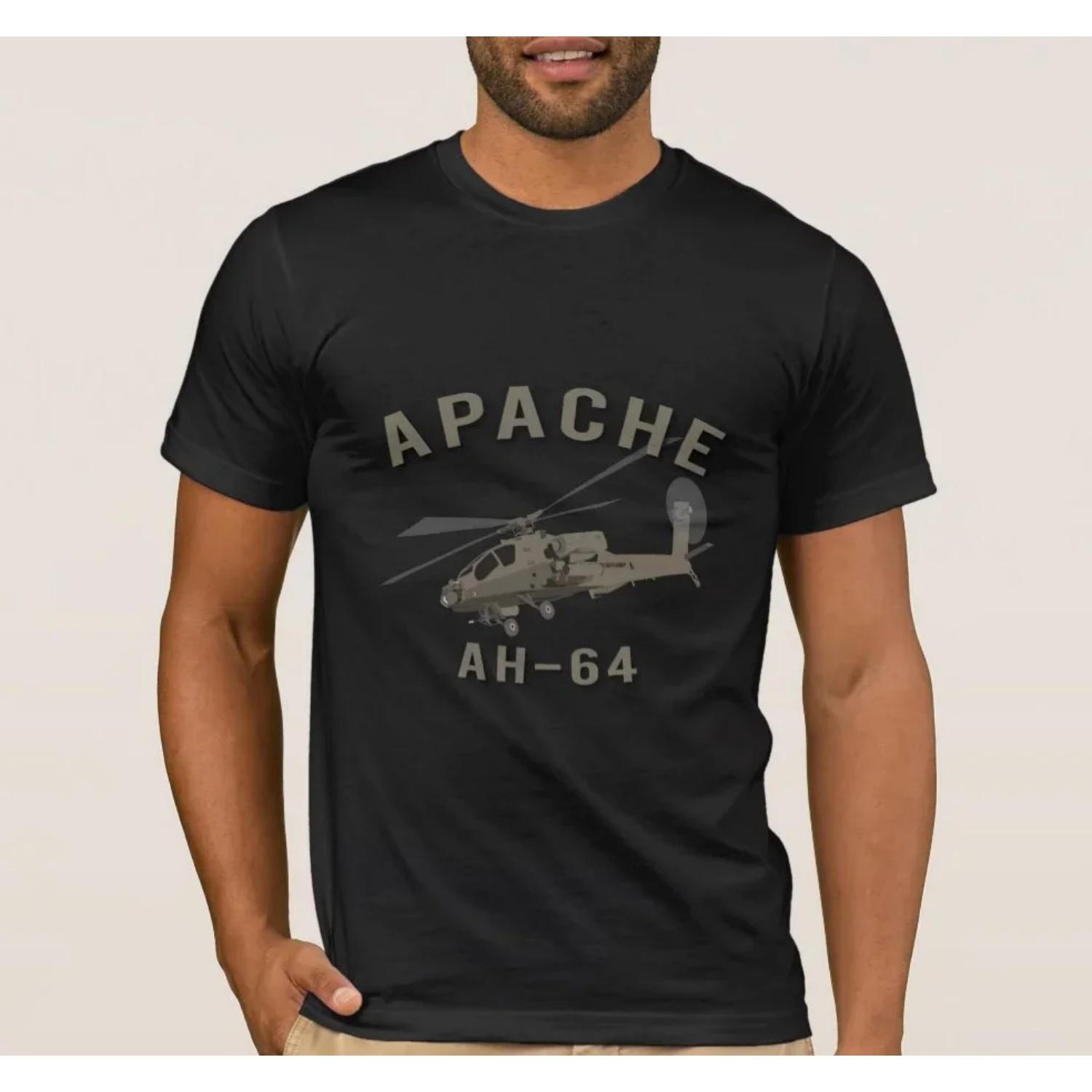 

Футболка с изображением ударного вертолета AH-64 Apache Новая 100% Хлопок Короткий рукав Круглый вырез Повседневная одежда Мужская Верх S чёрный