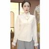 Women's Winter Velvet-Enhanced Qipao-Inspired Base Layer Shirt with Diagonal Lapel and Frog Buttons