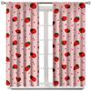 1Set/2Pcs Strawberry Curtain for Bedroom Living Room Girls Pink Cute Fruit Print Curtain Kawaii Room Decor Strawberries Window D