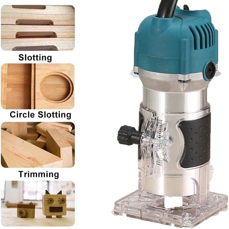 Multifunctional Electric Wood Trimmer Handheld Engraving Slotting Router Drilling Woodworking Milling Cutter Carving Power Tool