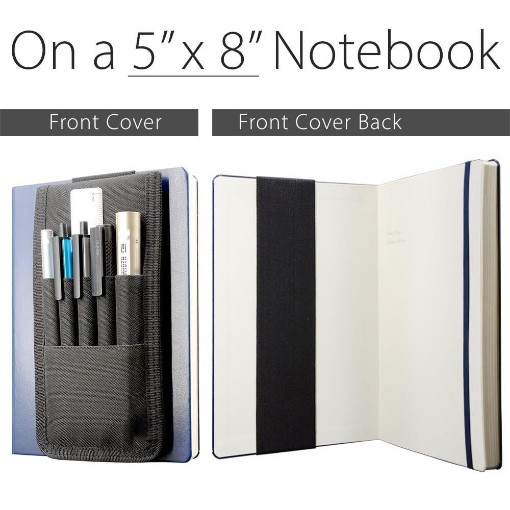 Detachable Pen Sleeve Case Adjustable Hard Cover Journals Pen Holder for Books Binders