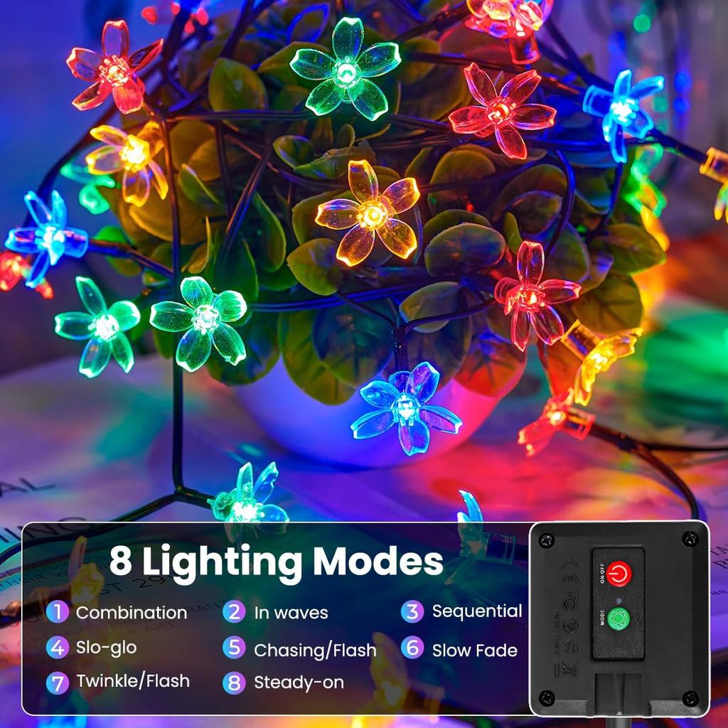 100/50/20LED Solar Powered Cherry Blossom Fairy Lights, Auto on/Off Waterproof Outdoor Garden Decor for Wedding Valentine’s Day Gift