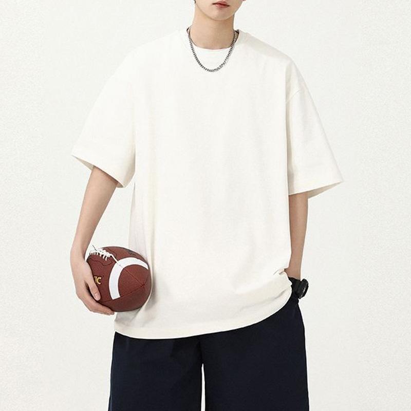 

Летний Модный Тренд Уличный Тренд Мужская Однотонная Простая Футболка с Круглым Вырезом Свободного Повседневного Покроя Универсальная Большого Размера Мужская Футболка L белый