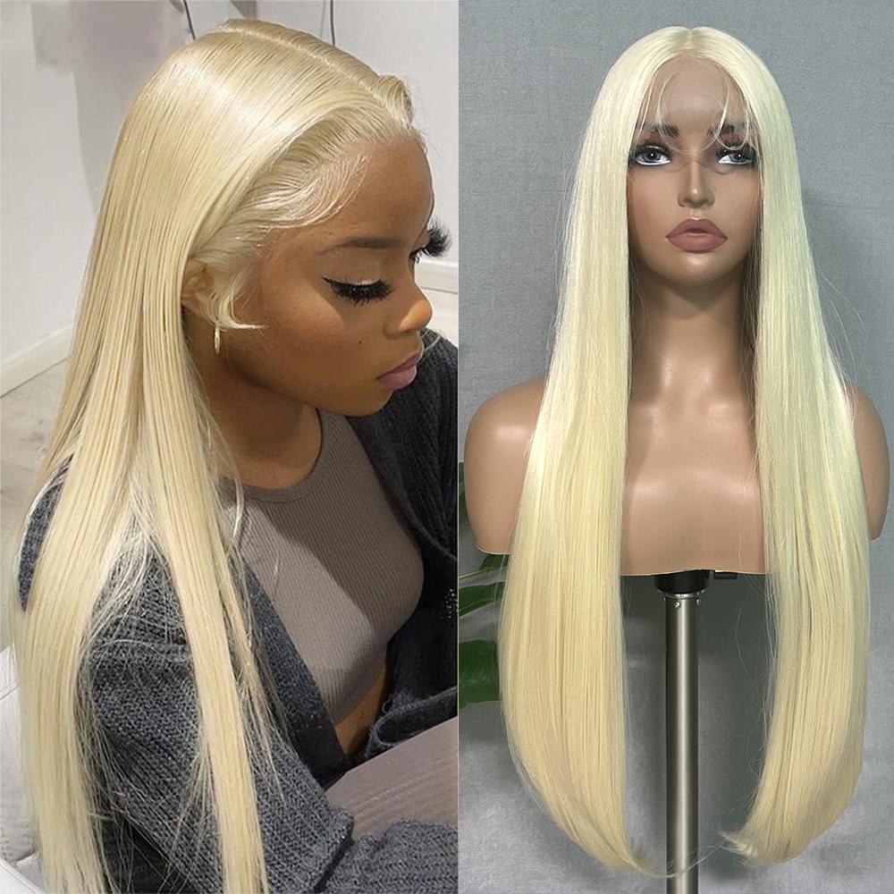 Long Straight Synthetic Lace Wig 32In Middle Part Wigs with Pre Plucked Baby Hair Brown Color Heat Resistant Fiber for Women