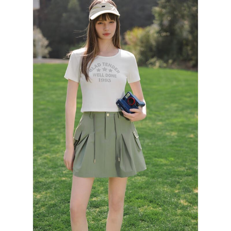 TonLion Women's Pleated Cargo Mini Skirt