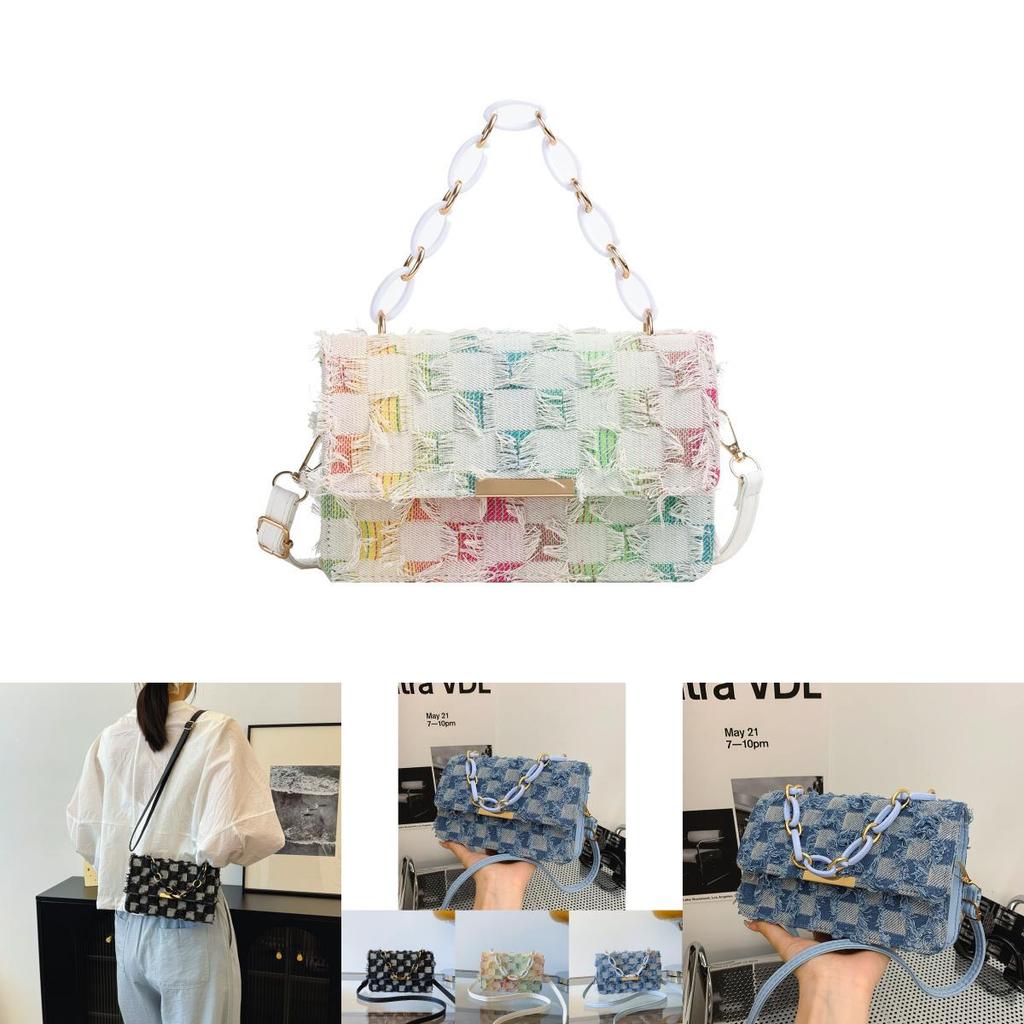 Fashionable Medium-sized Canvas Handbag With Unique Stitching And Tassel Features