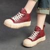 Genuine Leather Women's Flat Shoes Leisure Versatile Cowhide Round Toe Thick Soled Shoes