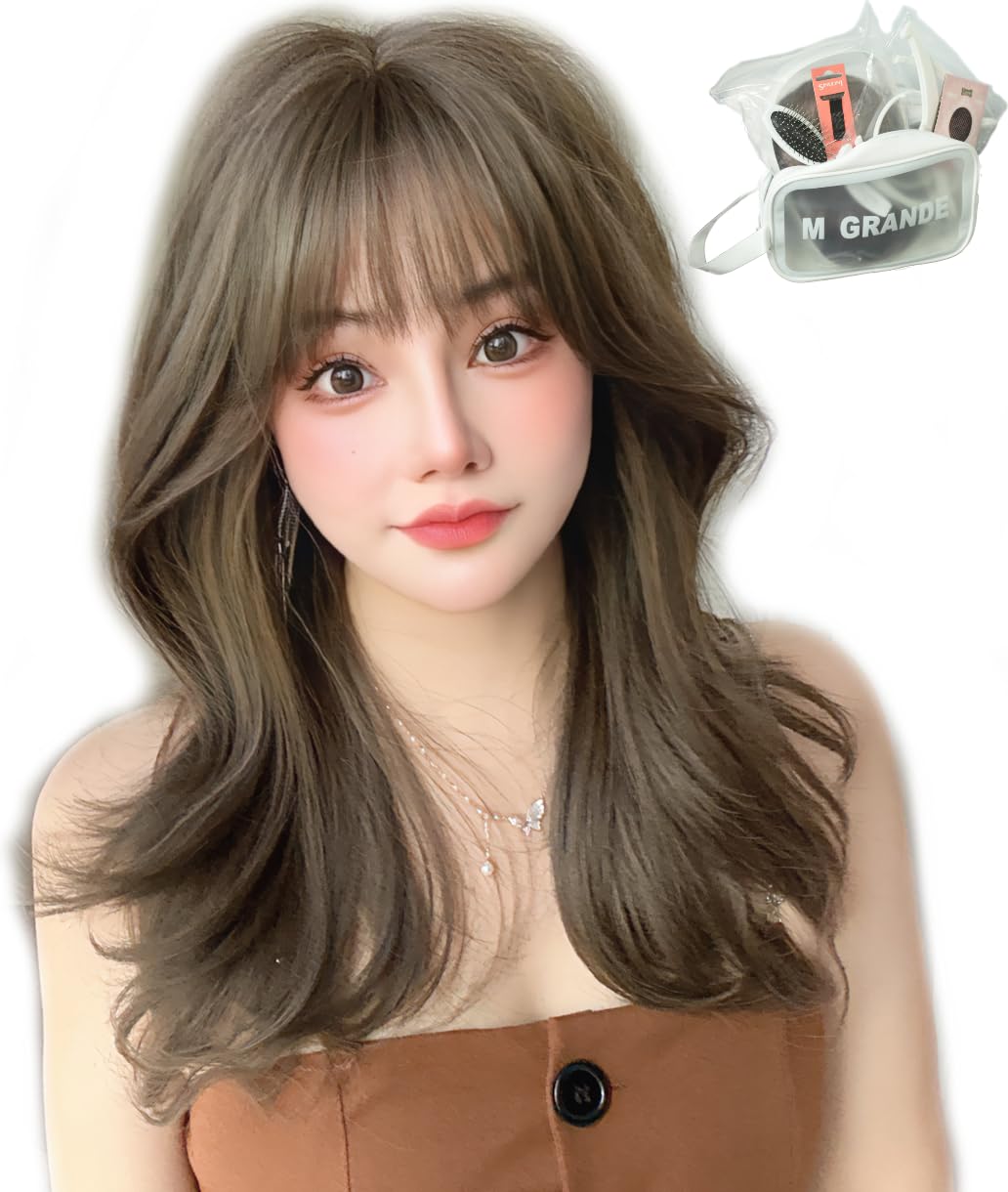 

M Grande Basic Line Wig [Supervised by a Top Stylist] 6-Piece Set for Women, Long, Natural-Looking Wig with a Slimming Effect (Soul Gray Ash, DY71A)