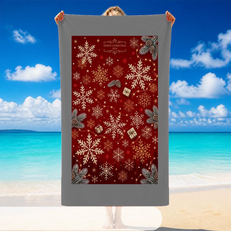 Christmas Printed Beach Towel Soft Quick Dry For Indoor Outdoor Home Use Holiday Gift