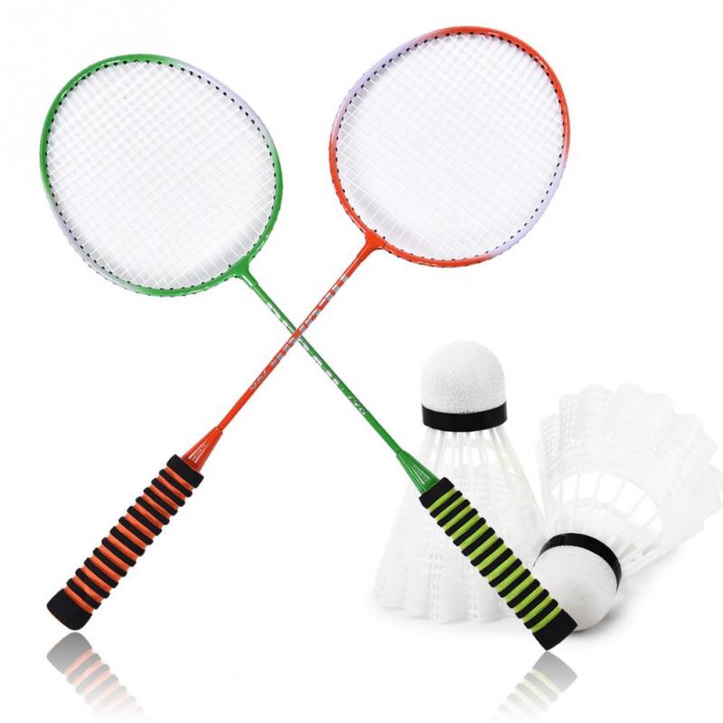 Steel Alloy High Elastic Sponge Handle Badminton Racket Set Training Racquets with Bag
