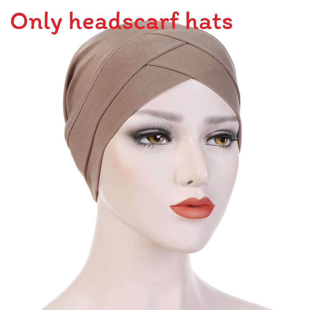 

Эластичная Ткань Передний Перекрестный Хиджаб Шляпа с Округлым Верхом для Всех Сезонов Khaki