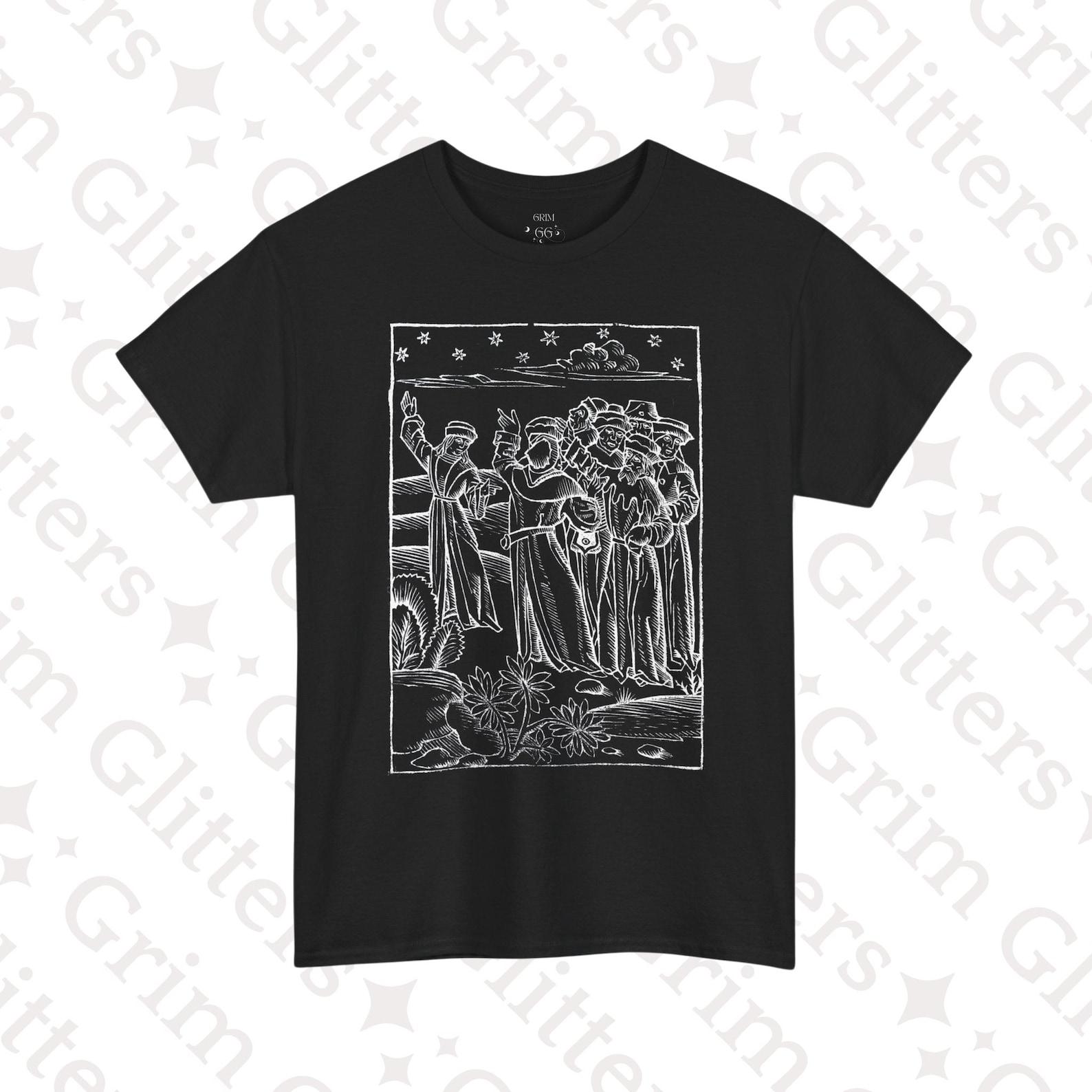 Astronomers T-Shirt: 1490 Woodcut, Medieval Stargazers Unisex Tee 3XL