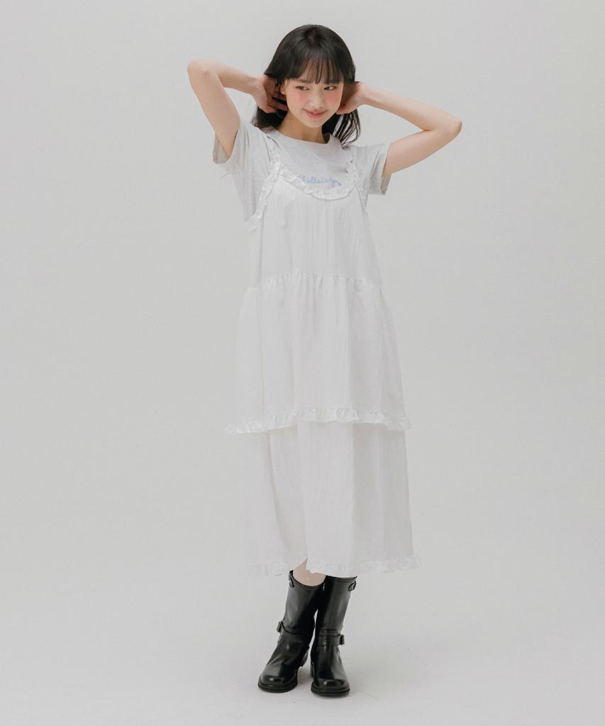 Mellotoli Frill Layer Long Dress (White)