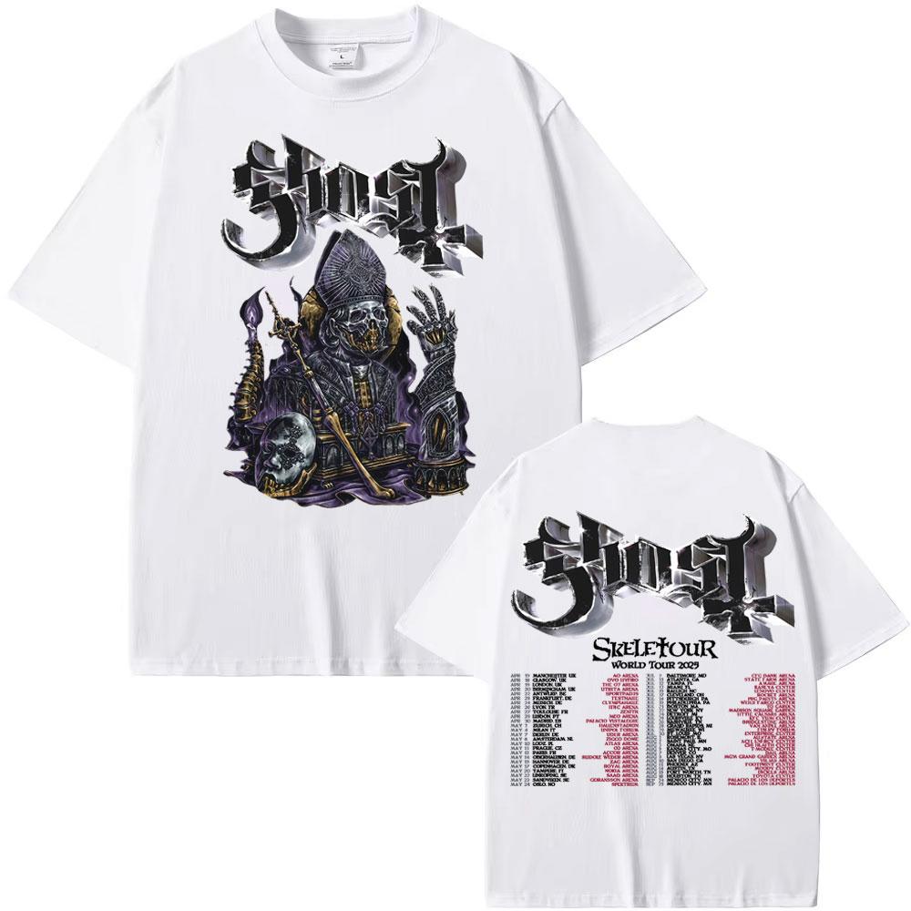 Kapela Ghost Skeletour World Tour 2025 Grafické tričko Pánské Vintage Hip Hop Trendy Cool Trička Ležérní Volné Oversized Tričko